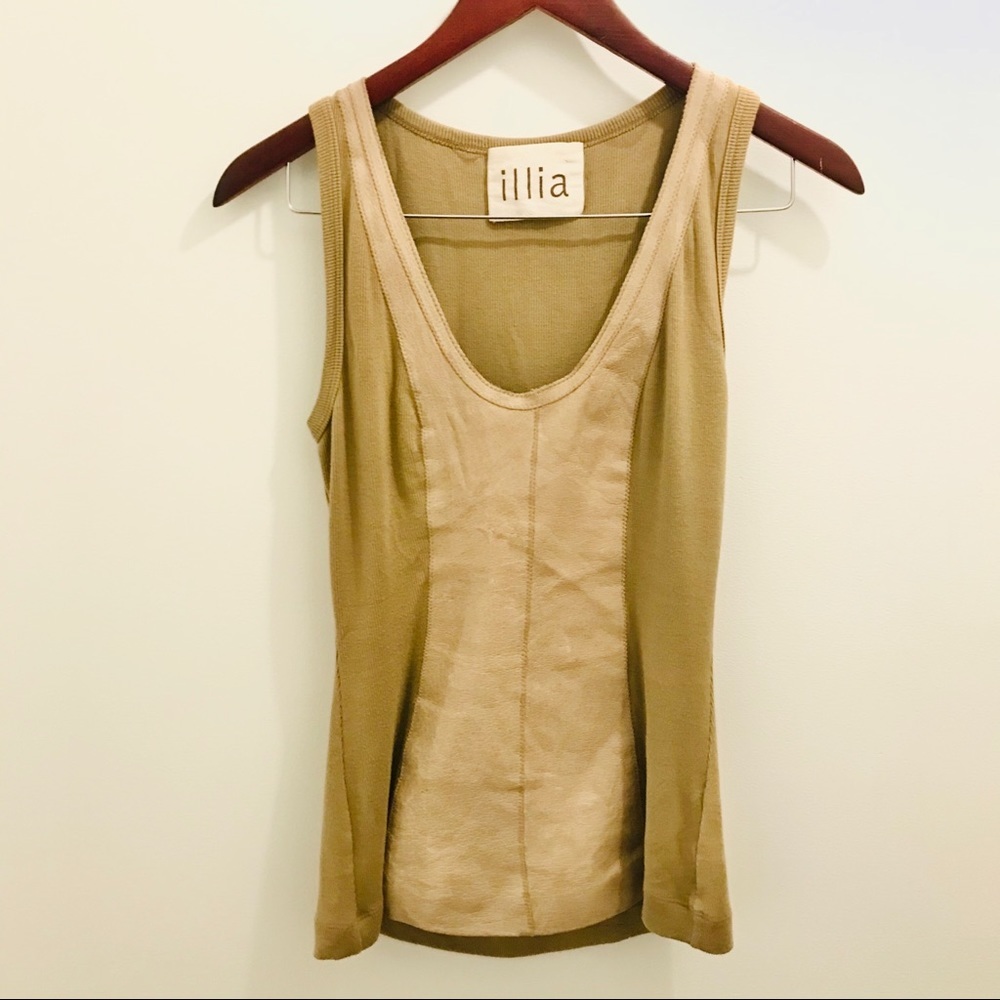 Illia Leather Ribbed Tank Top 4 brown tan